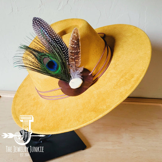 Mustard Boho Western Hat w/ Choice of Turquoise Hat Accent 983v