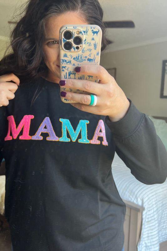 MK393 MAMA Chenille Sequins Embroidery Sweatshirt