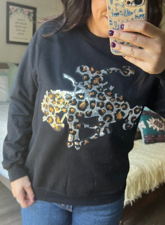 Leopard Sequin Bronc Sweatshirt