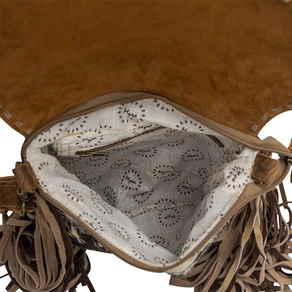 Myra Cowhide & Leather Western Fringe Bag - Crossbody